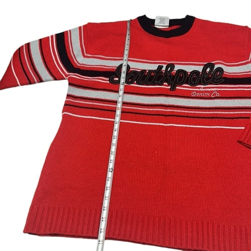 Vintage Y2K Mens South Pole Denim Co Red White Black Size XL Logo Spell Out